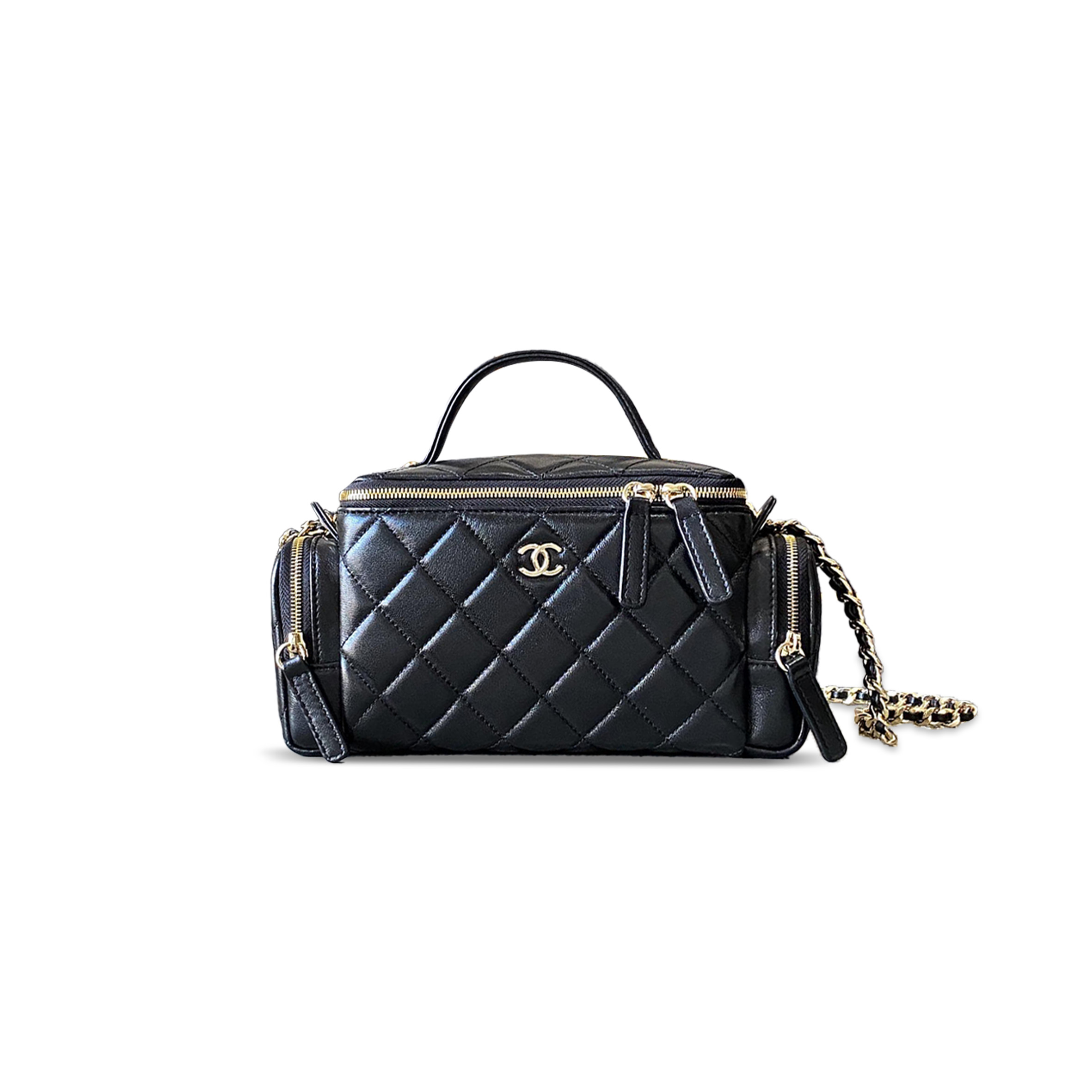 CHANEL MASTER VANITY CASE SHINY CRUMPLED LAMBSKIN & GOLD-TONE METAL AS5222 (23*14*9)